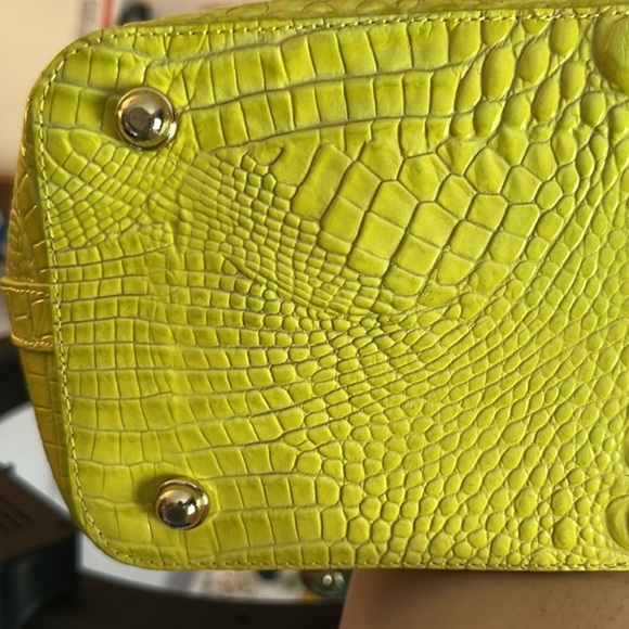 Brahmin “ Lemongrass” Crocodile Embossed Satchel with Metallic Hardware NWOT - Picture 6 of 10